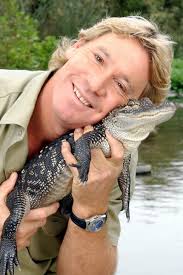 Steve irwin holding a crocodile